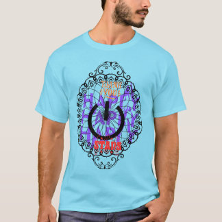 Camiseta T-Shirt Blue, escrito feliz e motifs