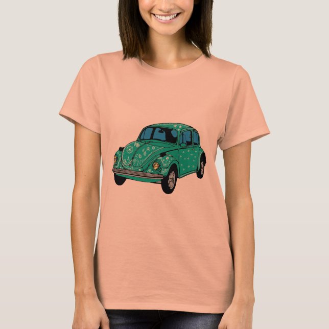 Camiseta T-Shirt Blue Hippie Car Raglan (Frente)