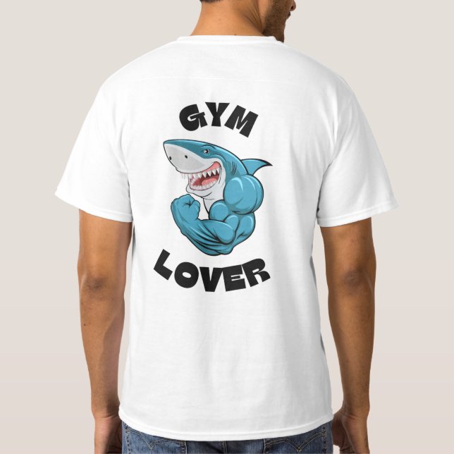 Camiseta T-Shirt Blue Illustrated Shark Gym Lover (Verso)