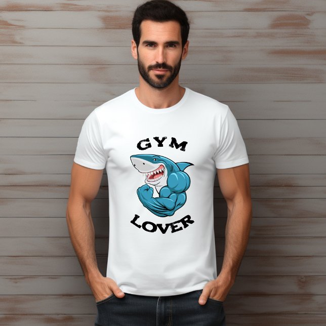Camiseta T-Shirt Blue Illustrated Shark Gym Lover (Criador carregado)