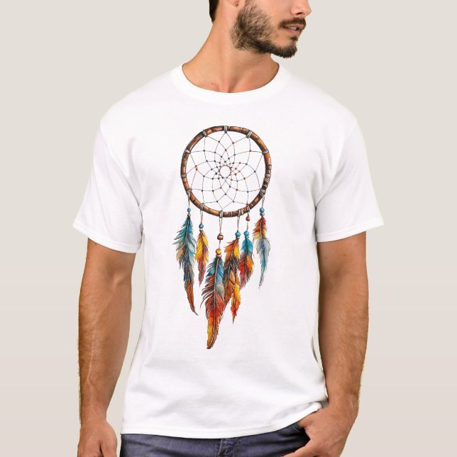 Camiseta T-Shirt Bohemian Feather Dreamcatcher (Frente)