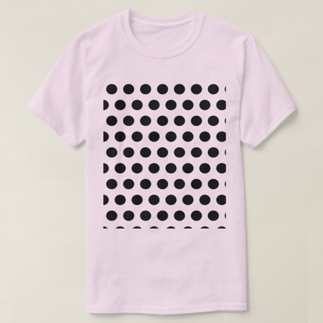 Camiseta T-Shirt bolinhas (rosa e preto) (Frente do Design)