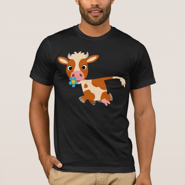 Camiseta T-shirt bonito da vaca trotar dos desenhos (Frente)