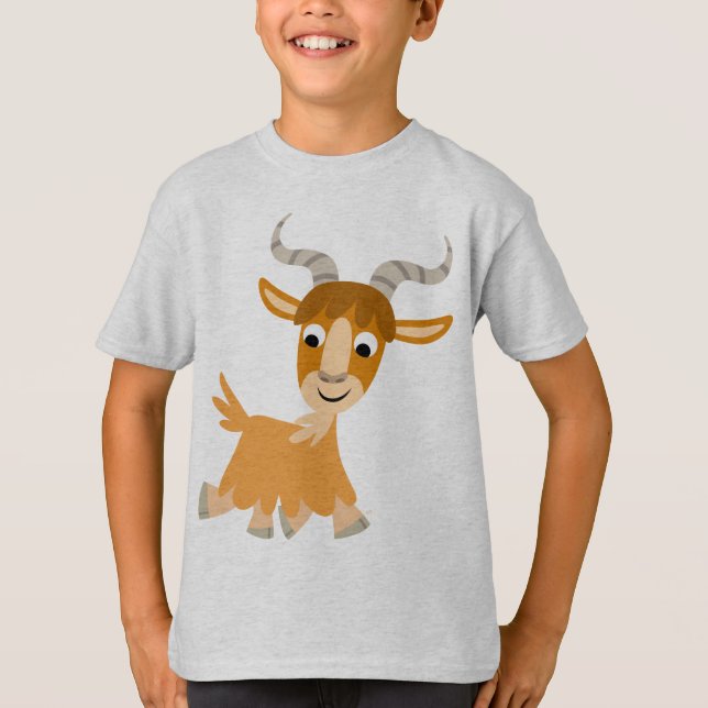 Camiseta T-shirt bonito das crianças da cabra dos desenhos (Frente)