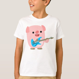 Camiseta T-shirt bonito das crianças do porco dos desenhos