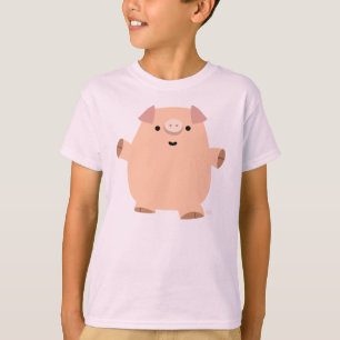 Camiseta T-shirt bonito das crianças do porco dos desenhos