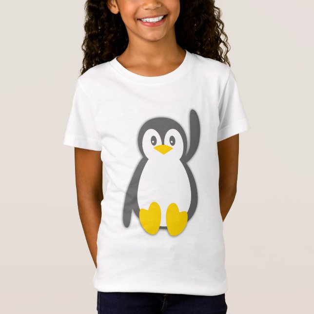 Camiseta T-shirt bonito das meninas da onda do pinguim (Frente)