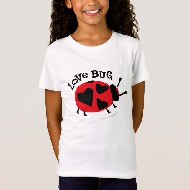 Camiseta T-shirt bonito das meninas do inseto do amor (Frente)