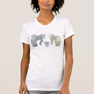 Camiseta T-shirt bonito das mulheres da família do elefant