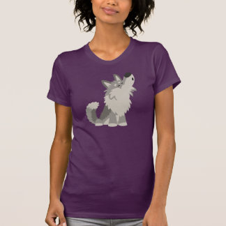 Camiseta T-shirt bonito das mulheres do lobo dos desenhos