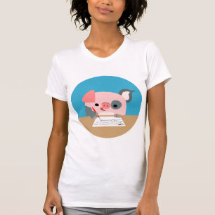 Camiseta T-shirt bonito das mulheres do porco da escrita