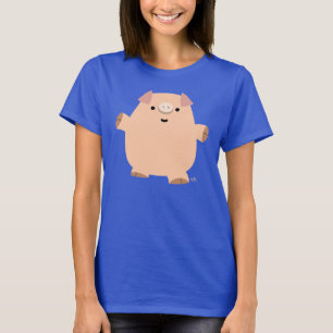 Camiseta T-shirt bonito das mulheres do porco dos desenhos