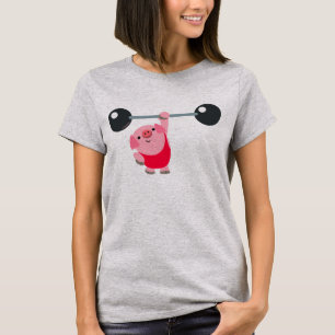 Camiseta T-shirt bonito das mulheres do porco dos desenhos