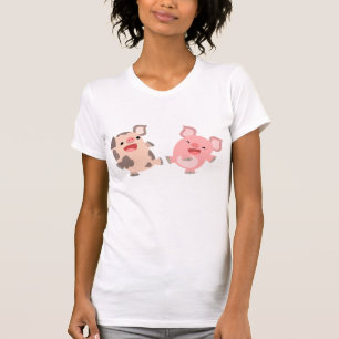 Camiseta T-shirt bonito das mulheres dos porcos dos