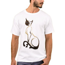 T-shirt bonito de assento do gato Siamese