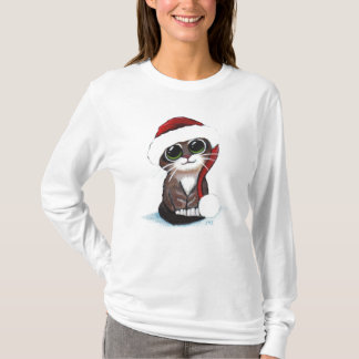 Camiseta T-shirt bonito do gatinho do Natal