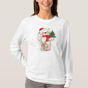 Camiseta t-shirt bonito do urso de ursinho do Natal