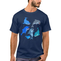 T-shirt bonito do vagem do golfinho dos desenhos