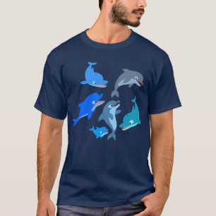 Camiseta T-shirt bonito do vagem do golfinho dos desenhos