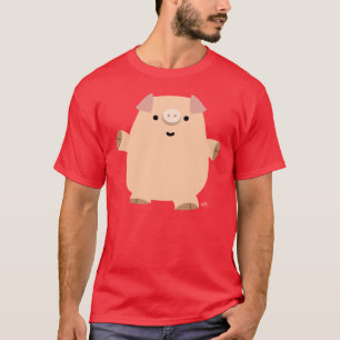 Camiseta T-shirt bonito dos homens do porco dos desenhos