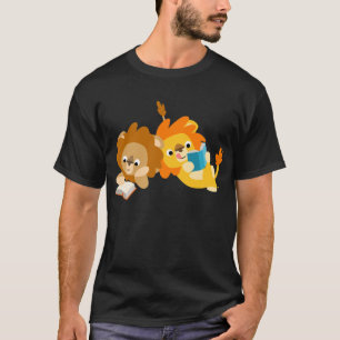 Camiseta T-shirt bonito dos leitores do leão dos desenhos