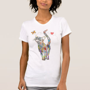 Camiseta T-shirt bonito e colorido do gato
