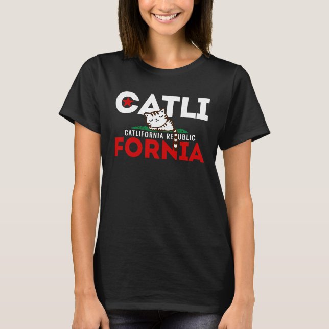 Camiseta T-shirt bonito engraçado do gato de Califórnia (Frente)