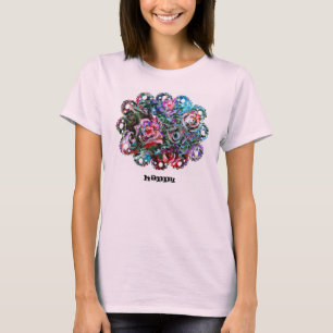 Camiseta T-shirt bonito FELIZ da arte com rosas do