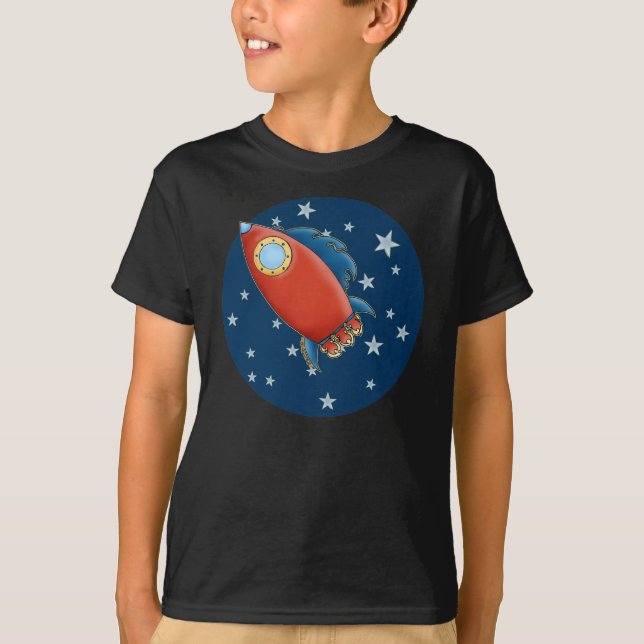 Camiseta T-shirt bonitos de Rocket & de menino das estrelas (Frente)