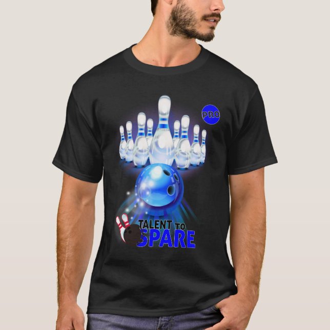 Camiseta T-shirt Bowling Talent to spare, joueurs pro bleu (Frente)