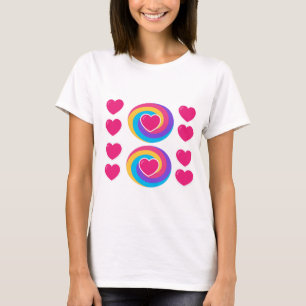 Camiseta T-Shirt Branca Com Design De Coração