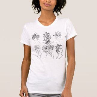 Camiseta T-Shirt Branca Com Rostos Diferentes