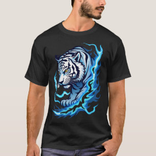 Camiseta "T-Shirt branca com Tiger e Design Azul"