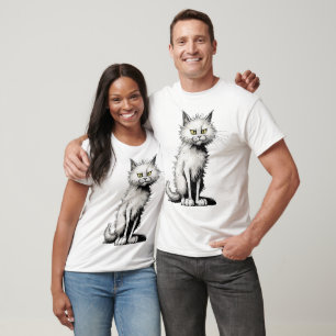 Camiseta T-shirt branca de gato