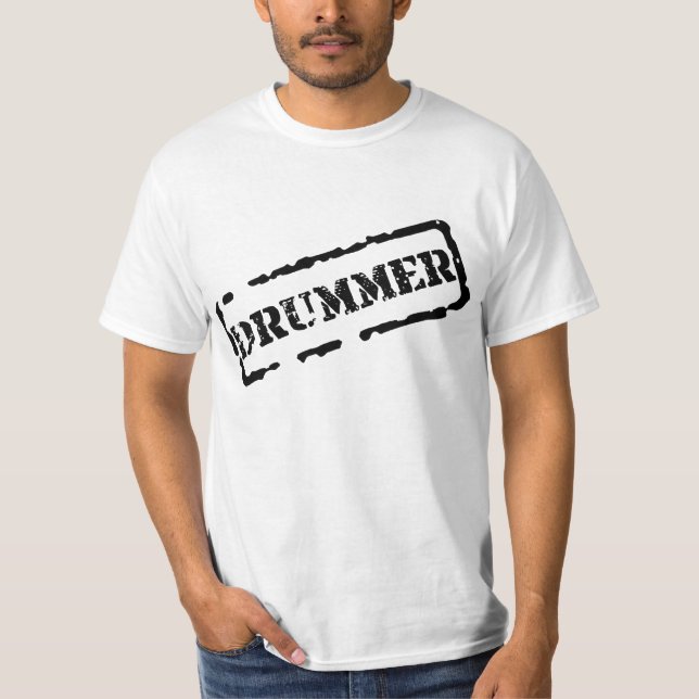 Camiseta T-shirt branco básico do baterista (Frente)