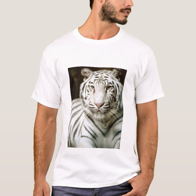 Camiseta T-shirt branco bonito do tigre (Frente)