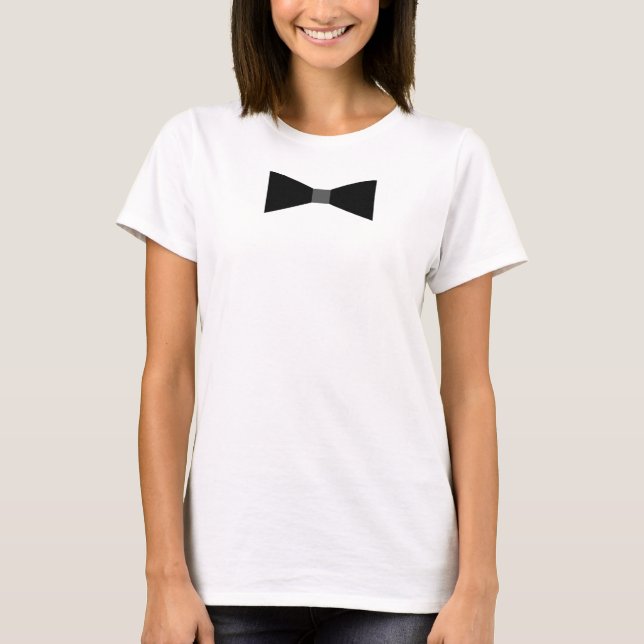 Camiseta T-shirt branco chique com laço (Frente)