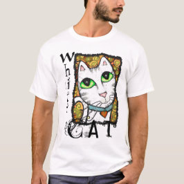 Camiseta T-shirt branco da arte contemporânea do gato