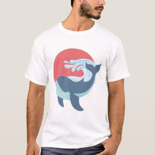 Camiseta T-Shirt branco de baleia azul nadadora