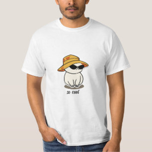 Camiseta T-Shirt Branco de Gato Amarelo e Negro