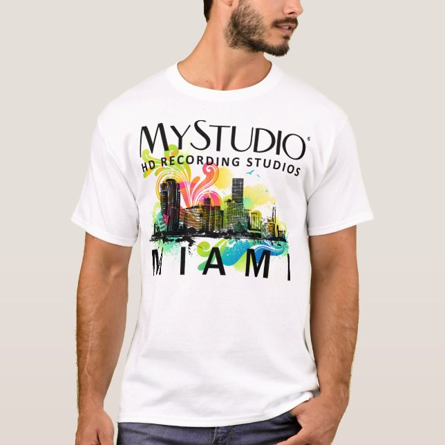 Camiseta T-shirt branco de Miami dos homens (Frente)