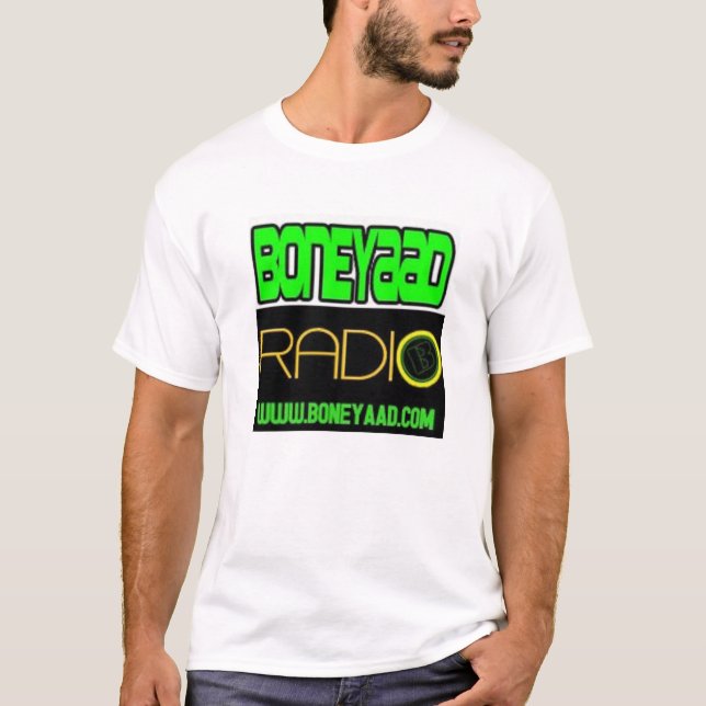 Camiseta T-shirt branco de rádio de Boneyaad (Frente)