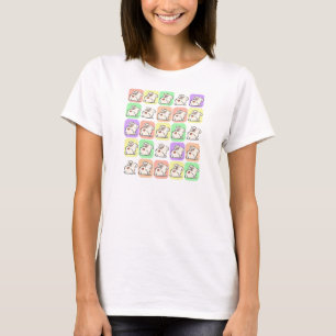 Camiseta T-shirt branco dos coelhos dos retalhos Pastel