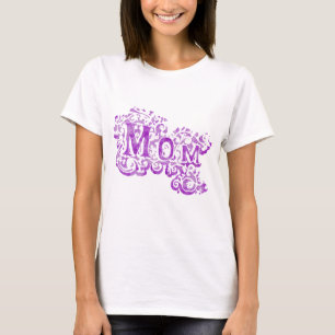 Camiseta T-shirt branco roxo decorativo da "mamã"