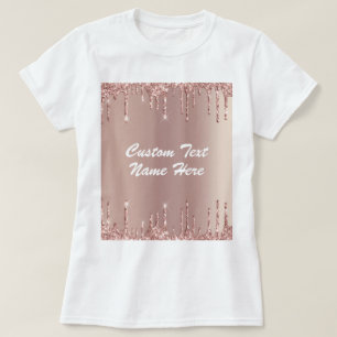Camiseta T-Shirt brilhante com Lente Dourada rosa com Texto