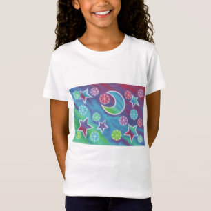 Camiseta T-shirt brilhante da boneca das meninas da noite