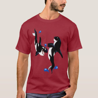 Camiseta T-shirt brincalhão de duas orcas