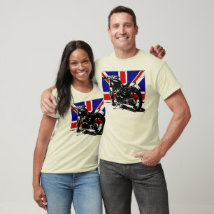 Camiseta T-shirt britânico da motocicleta do vintage
