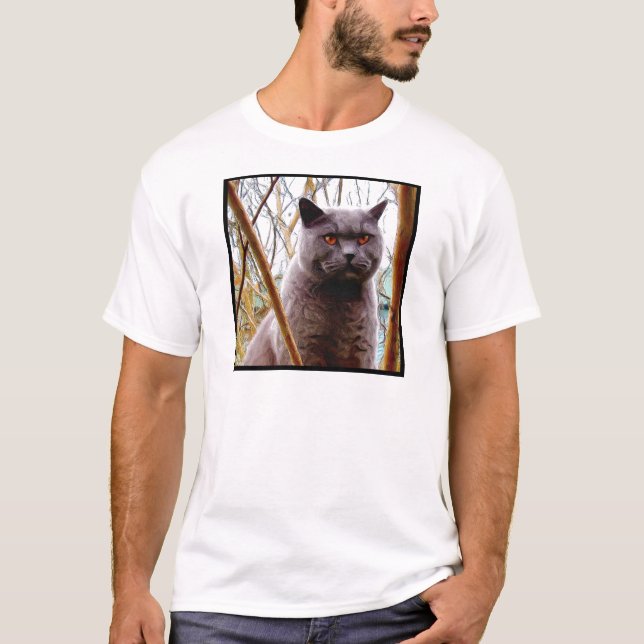 Camiseta T-shirt britânico do gato azul (Frente)