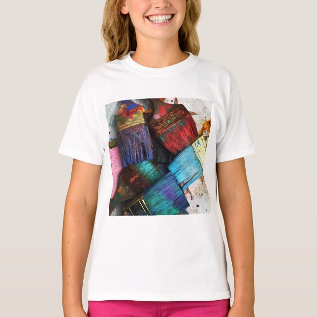 Camiseta T-Shirt BRUSHES Básicos Para Meninas (Frente)